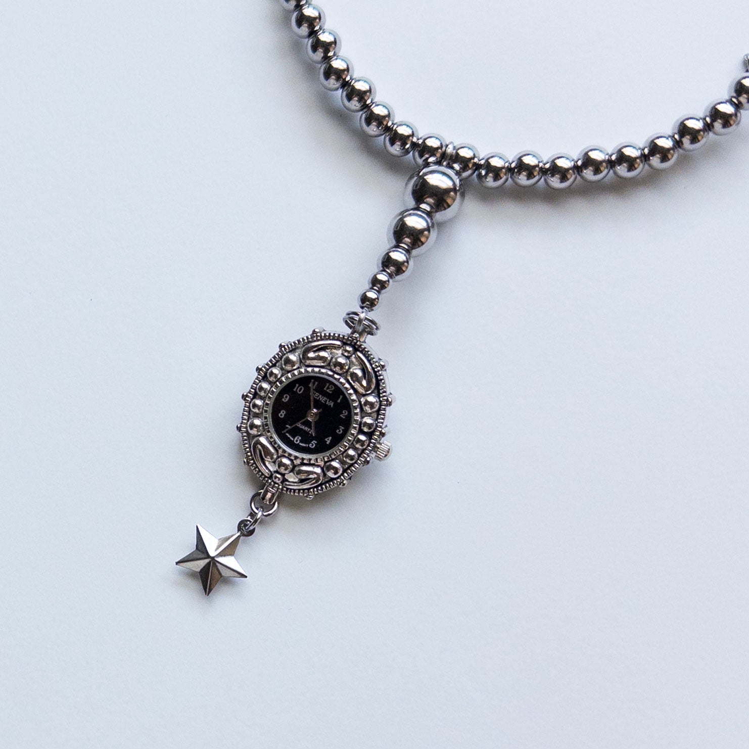 collar necklace with watch pendant