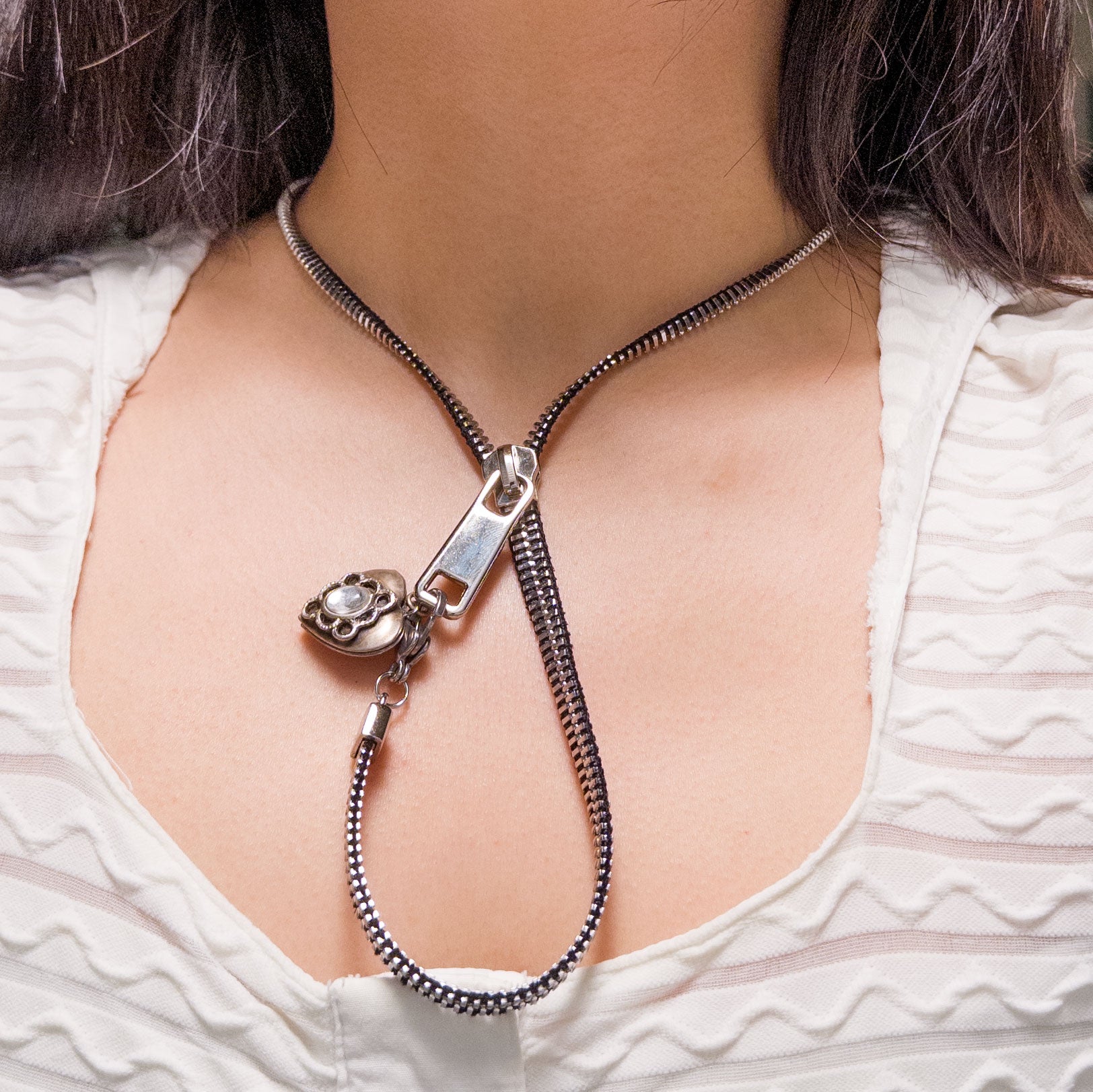 stainless steel zipper necklace