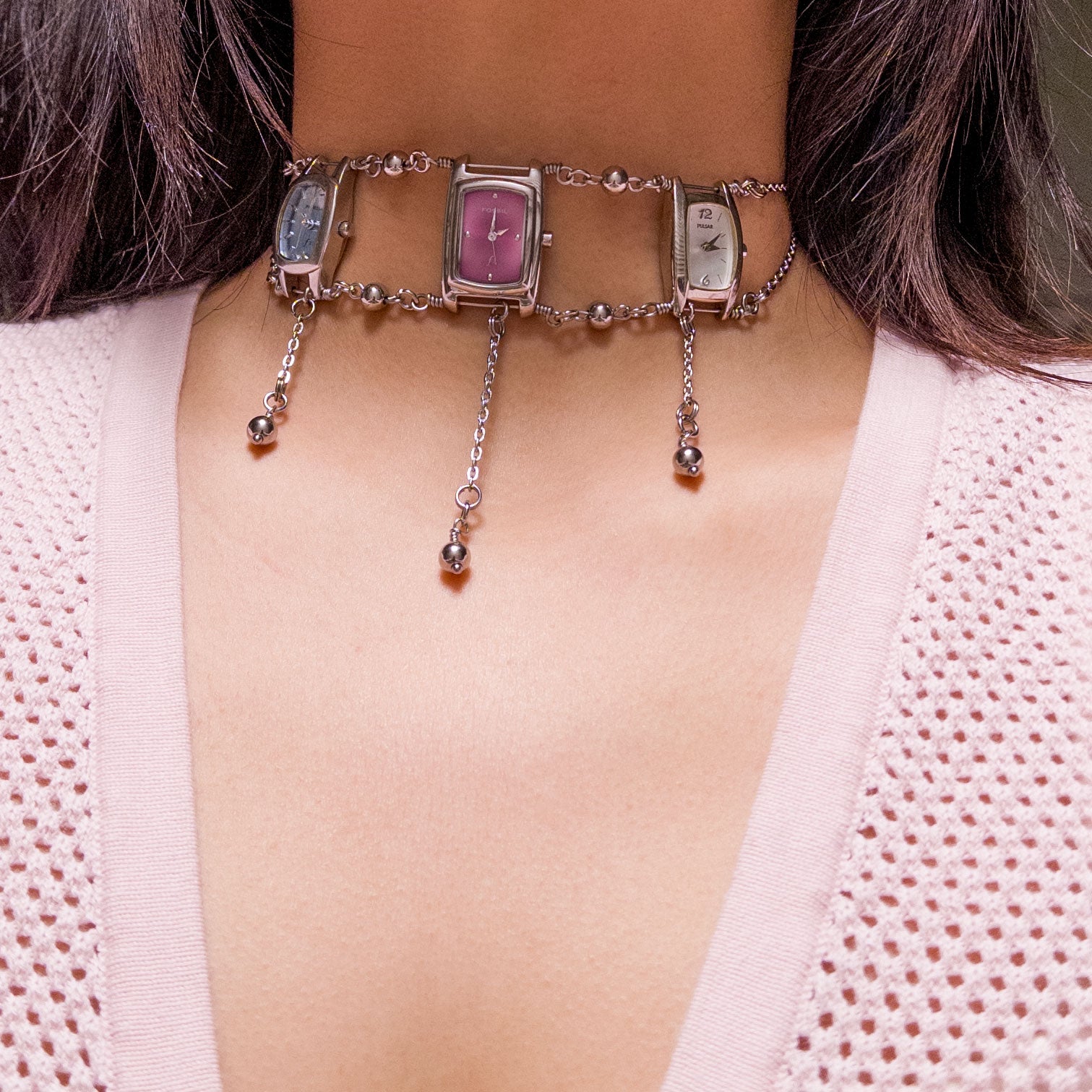 upcycled watch choker