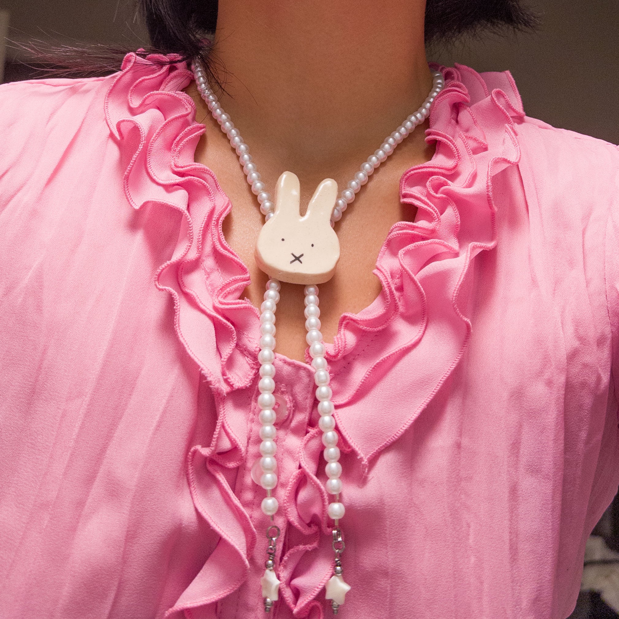 miffy bolo tie pearl necklace