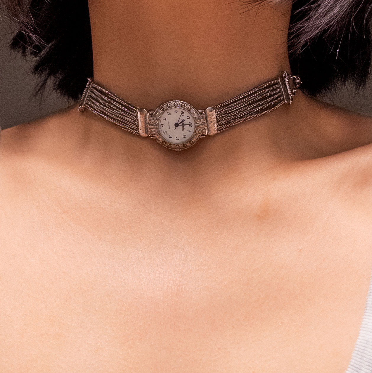 upcycled vintage watch choker necklace