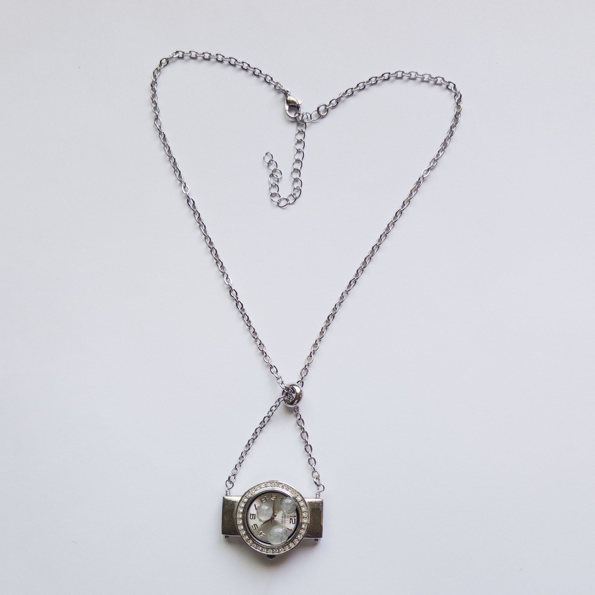 watch timepiece clock pendant necklace upcycled recycled vintage futuristic sustainable