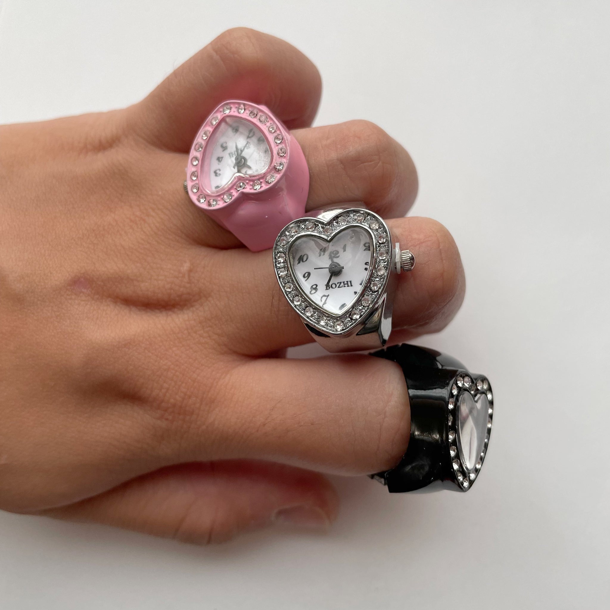 heart face watch ring